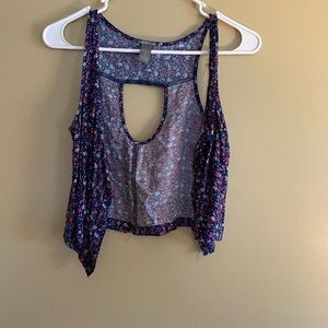 Button up floral cropped blouse